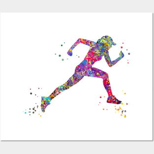 Female runner Posters and Art